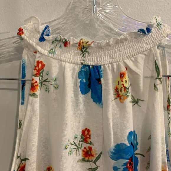 LOFT Floral Tank Top - White and Blue - Picture 7 of 10